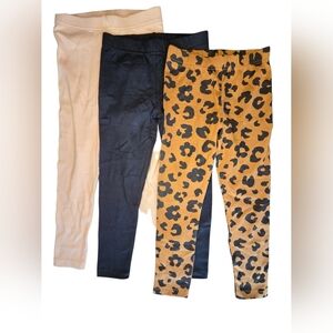 Little Star Organic Stylish Kids Leggings Set - Black, Pink, Leopard Print,  5T
